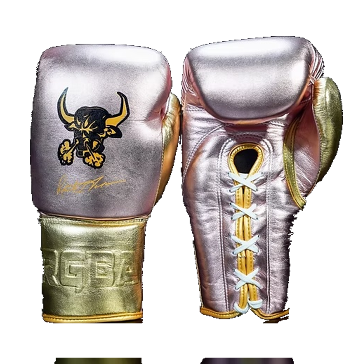 RGBA Lace-Up Gloves - Pink & Gold