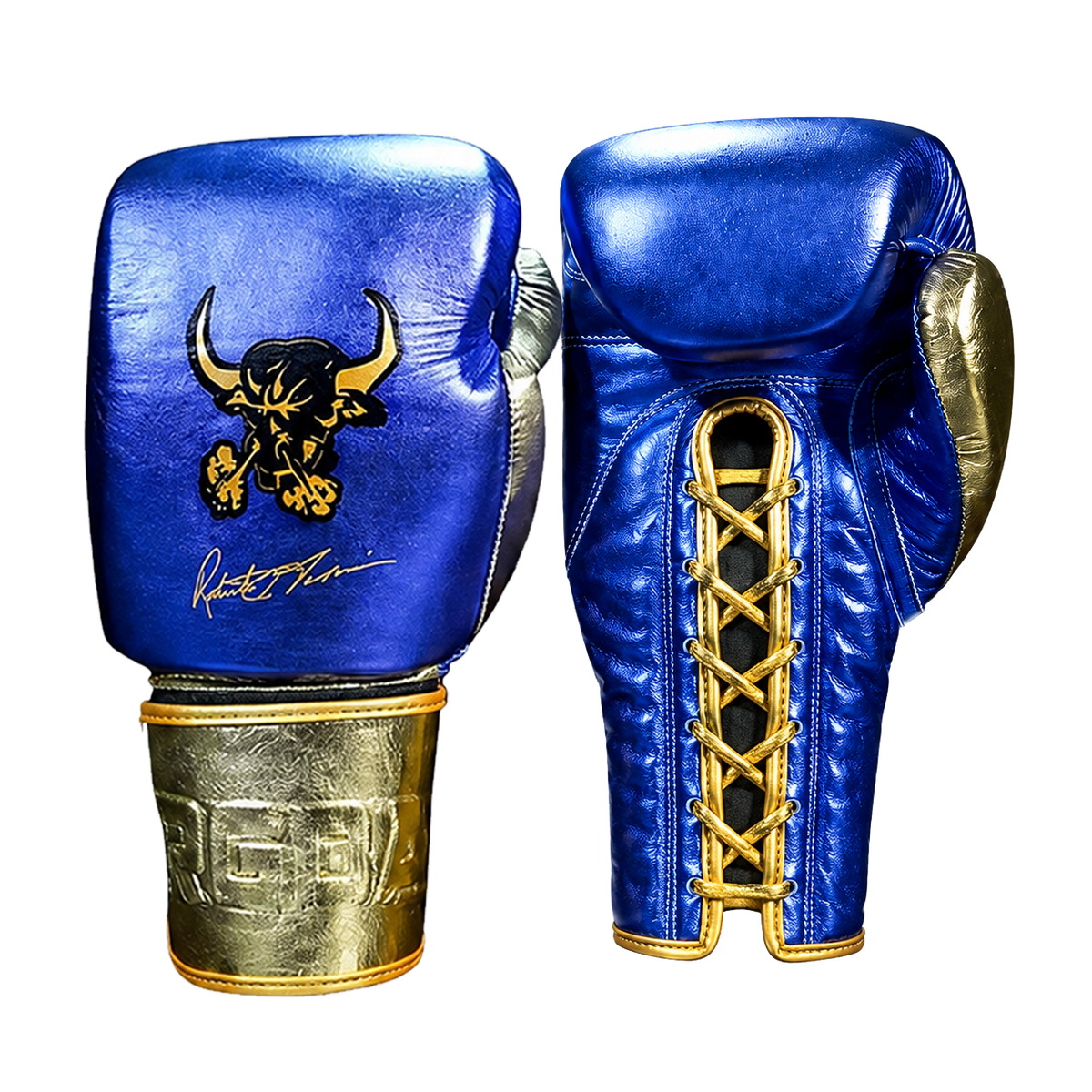 RGBA Lace-Up Gloves - Blue & Gold